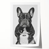 French Bulldog Bathroom Wall Art - Bold Black and White Decor