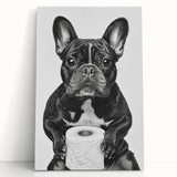 French Bulldog Bathroom Wall Art - Bold Black and White Decor
