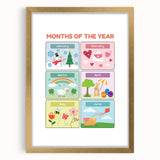 Months of the Year Learning Wall Art - Kids Educational Poster