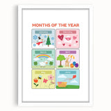 Months of the Year Learning Wall Art - Kids Educational Poster