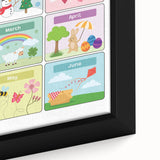Months of the Year Learning Wall Art - Kids Educational Poster