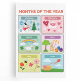 Months of the Year Learning Wall Art - Kids Educational Poster