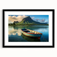 Extra large textured abstract art print of colorful African scenery on a black framed canvas, ideal for living room decor.