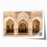 Extra large rolled print of a Moroccan landscape with vibrant floral elements, ideal for art wall dining room.