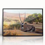 Large abstract wall art depicting the Namibian landscape in earth tones on a framed acrylic.