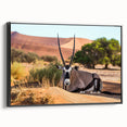 Black and white landscape art painting of Namibian scenery on framed canvas, suitable for bedroom decor.