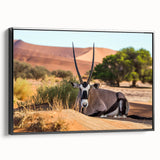 Black and white landscape art painting of Namibian scenery on framed canvas, suitable for bedroom decor.