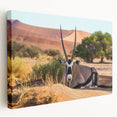 Large stretched canvas depicting a serene Namibian landscape in muted earth tones, ideal for kitchen wall art.