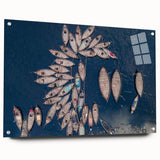 Large abstract wall art depicting a Bangladesh scenery in muted earth tones on acrylic glass.