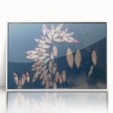 Art deco poster featuring a serene Bangladesh landscape in pastel shades, framed in white acrylic.