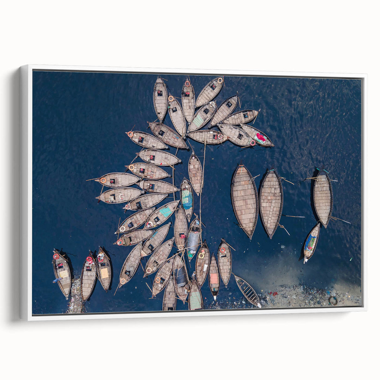 Vintage poster art of a Bangladesh scenery on a framed canvas, featuring vibrant colors, ideal for living room decor.