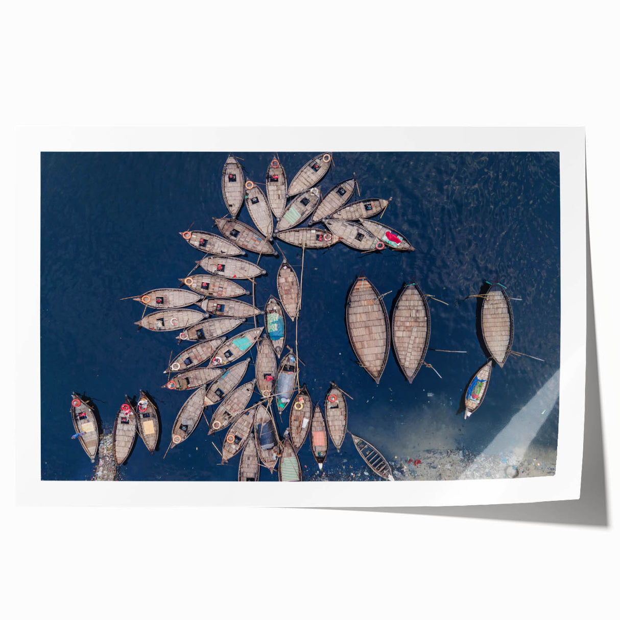 Extra large rolled print of a serene Bangladesh landscape with vibrant green and blue tones, ideal for art wall dining room.