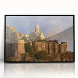 Large abstract wall art depicting a geometric pattern in muted earth tones on a framed acrylic.