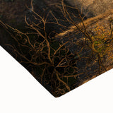 Black and white landscape art painting of Georgian scenery on stretched canvas, ideal for bedroom wall decor.