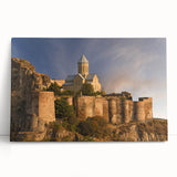 Black and white large art print of Georgia scenery on stretched canvas, suitable as kitchen wall art or for bedroom ambiance.