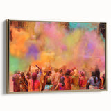 Framed canvas depicting a vintage-style Indian landscape in muted gold and black tones, ideal for bedroom wall decor.