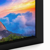 Extra large framed canvas featuring a textured depiction of a scenic Korean landscape in vibrant, colorful art tones.