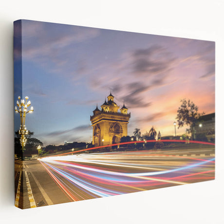 Southeast Asian landscape on large stretched canvas with lush green tones, ideal for kitchen wall art.