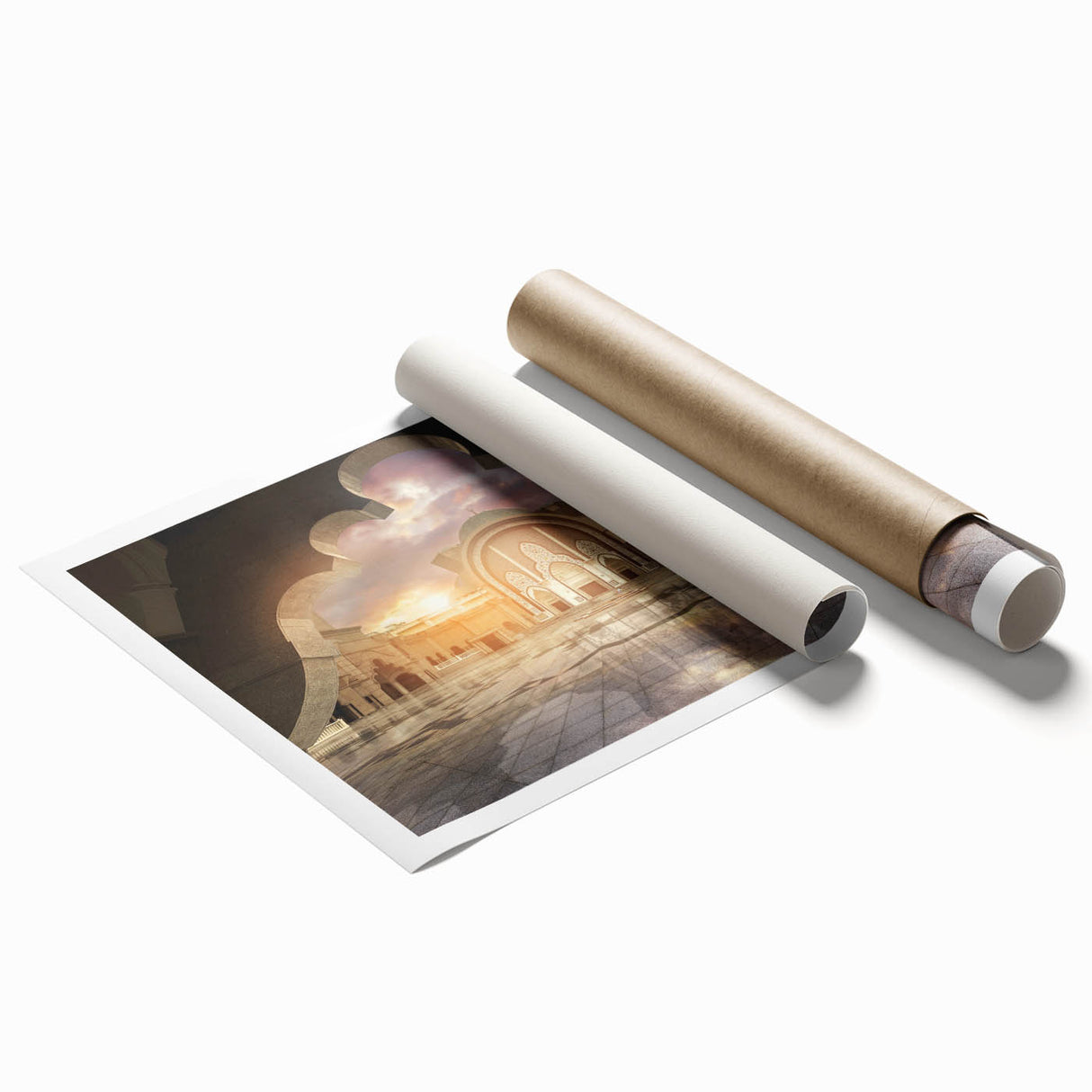 Extra large rolled print of a Malaysian landscape with vibrant green and floral elements, ideal for classy bathroom wall art.
