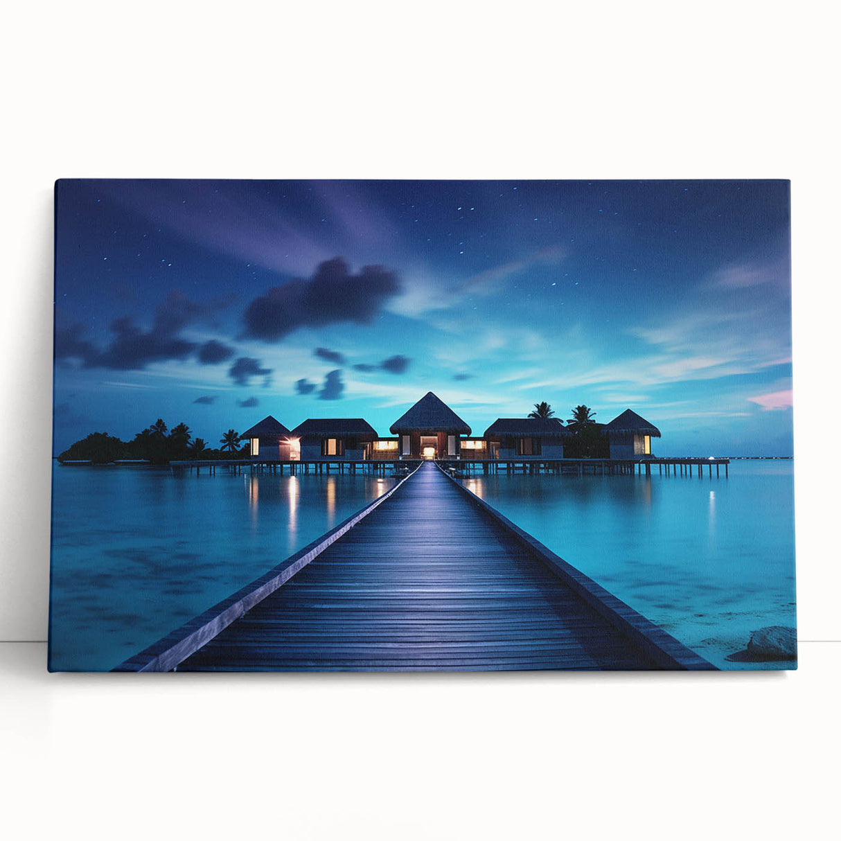 Black and white photograph of Maldives scenery on large stretched canvas, suitable for kitchen or bedroom wall art.