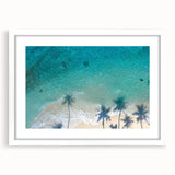 Abstract art print of a Philippine landscape in pastel shades on a framed white mat.