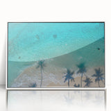 Modern art wall decor featuring a serene Philippine landscape in muted greens and blues, acrylic framed poster.