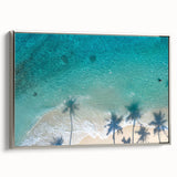 Landscape art painting of a Philippine scenery in vintage poster style, framed in silver on canvas.