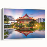 Vintage poster art of Taiwan scenery on extra large framed canvas with vibrant colors, ideal for living room decor.