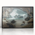 Large abstract wall art depicting a Thai landscape in muted earth tones on framed acrylic.