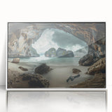 Acrylic print of a serene Thai landscape in pastel shades, framed in white, suitable for modern art wall decor.
