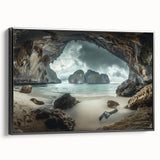 Black and white framed canvas depicting a vintage-style Thai landscape, ideal for bedroom wall art.