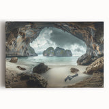 Large black and white canvas print of a Thai landscape, ideal for kitchen wall art.