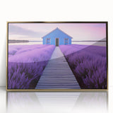 Mid-century modernist art of Perth skyline in gold and blue tones on framed acrylic, suitable for modern art wall decor.