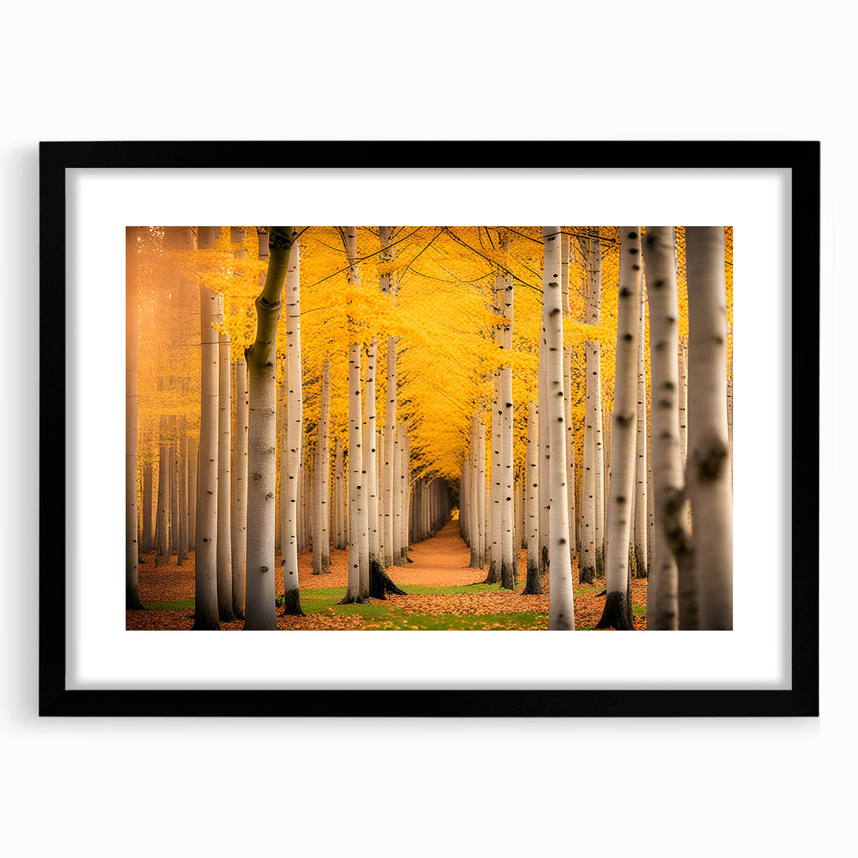 Extra large abstract art print of Yukon scenery in vibrant colors on a textured canvas, framed in black.