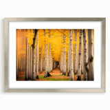 Textured abstract art print of a Yukon scenery in muted earth tones, framed in silver, ideal for bedroom art.