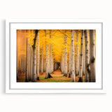 Abstract art print depicting a serene Yukon landscape in muted earth tones, framed with a white mat.