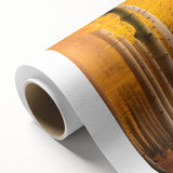 Art deco poster depicting a serene Yukon landscape on rolled canvas, featuring cool blue and green tones.