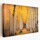 Side view of a stretched canvas depicting a serene Yukon landscape in muted earth tones, ideal for kitchen wall art.