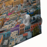 Large abstract wall art featuring a vibrant Caribbean seascape on acrylic glass, ideal for modern living room decor.