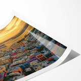 Extra large rolled print of line art flowers in soft pastel shades, ideal for large living room wall art.