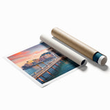 Extra large rolled print of a European scenery featuring Albania, with vibrant floral elements.