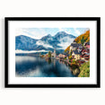 Extra large abstract art print featuring vibrant, textured colors of an Austrian landscape, framed in black.