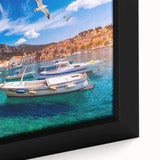 Black wall art featuring a textured close-up of a Croatian landscape on a framed canvas, ideal for living room decor.