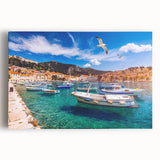 Black and white photograph of a European Croatian landscape on stretched canvas, ideal for kitchen wall art.