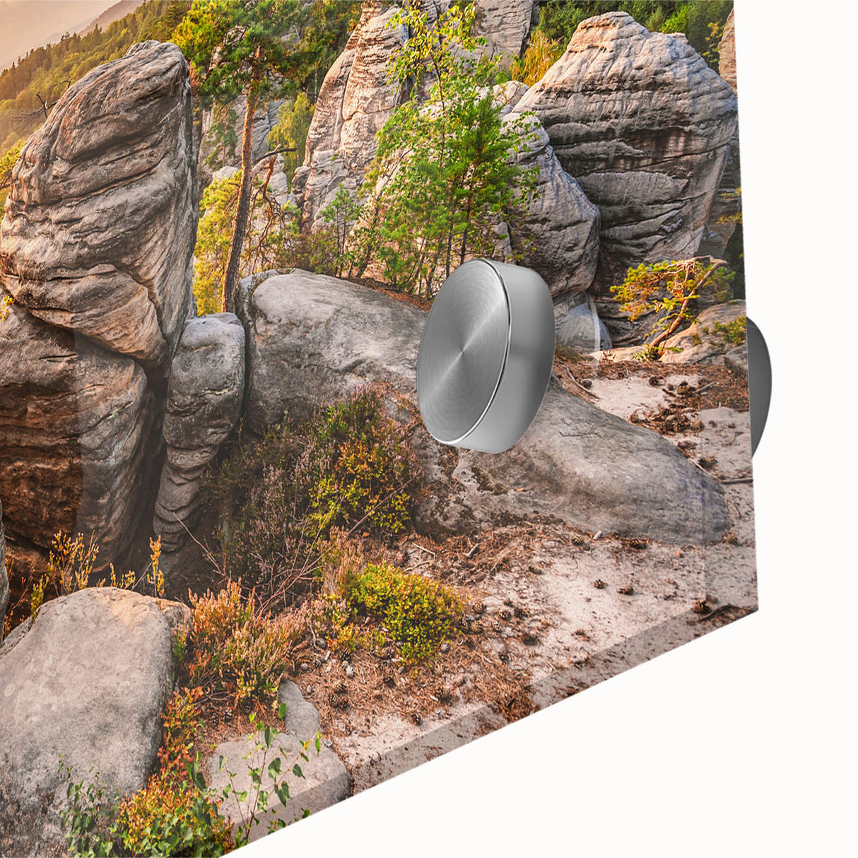 Acrylic print of a large abstract depiction of the Czech Republic landscape in muted earth tones, ideal for dining room art.