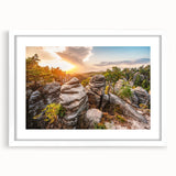 Extra large wall art featuring an abstract textured print of a Czech Republic scenery in muted earth tones.