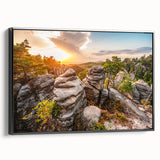 Black and white framed canvas of a vintage Czech Republic landscape, ideal for bedroom wall decor.