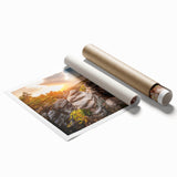 Extra large rolled print of a Czech Republic scenery with vibrant floral elements, ideal for classy bathroom wall art.