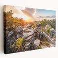 Side view of a stretched canvas featuring a scenic depiction of a Czech Republic landscape, ideal for kitchen wall art.