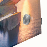 Large abstract wall art depicting a European Denmark scenery in mid-century modernist style on acrylic glass.